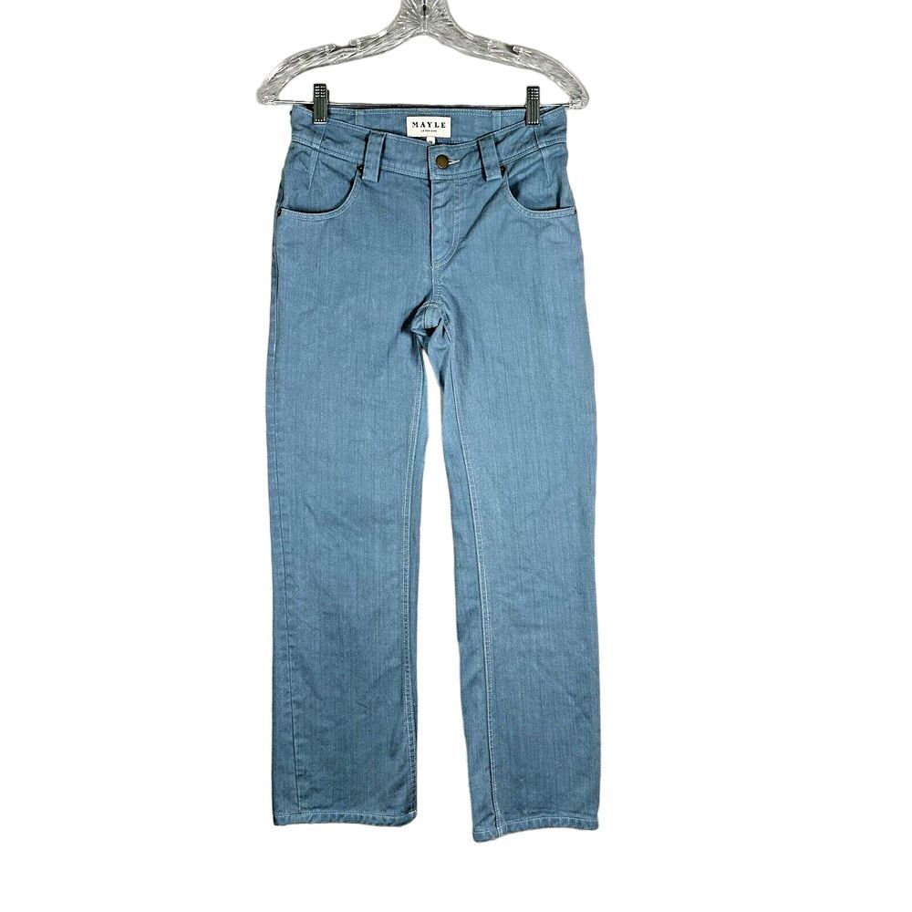 Maison Mayle La Feminine Size 24 Teal Straight Leg Jeans